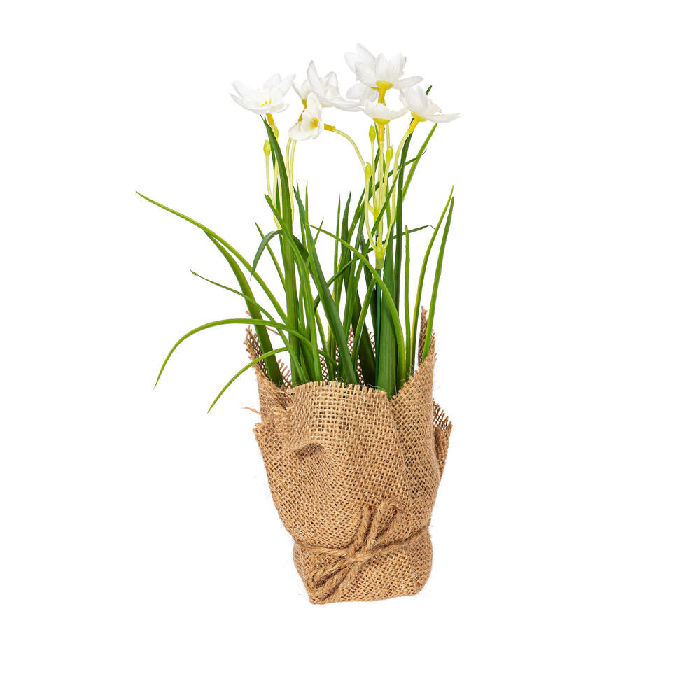 Vickerman Artificial Yellow Daffodil in Burlap Pot, Set of 2